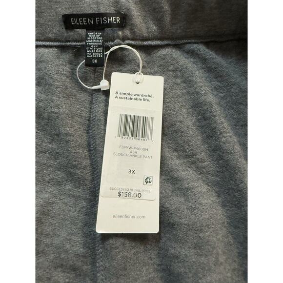 Eileen Fisher Nwt Cozy Brushed Terry Pocketed Slouch Ankle Pants Ash Plus 3X - Picture 5 of 9